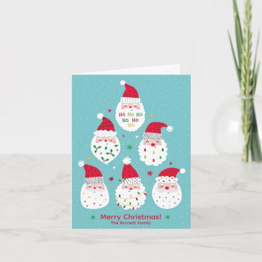 Schattigee Santas met Feestelijke Baarden Feestdagen Kaart (Voorkant)
