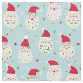 Schattigee Santas met feestelijke baarden lichtbla Stof