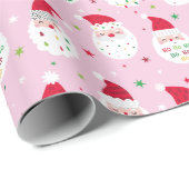 Schattigee Santas met feestelijke baarden roze Cadeaupapier (Rol Hoek)