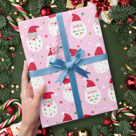 Schattigee Santas met feestelijke baarden roze Cadeaupapier