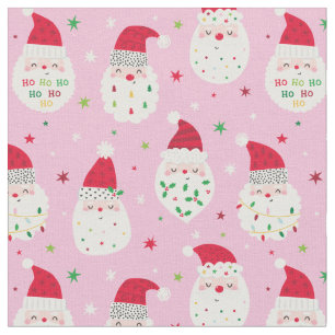Schattigee Santas met feestelijke baarden roze Stof