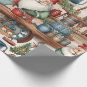 Schattigee Santa's Workshop Kerstmis Cadeaupapier (Hoek)