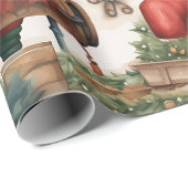 Schattigee Santa's Workshop Kerstmis Cadeaupapier (Rol Hoek)