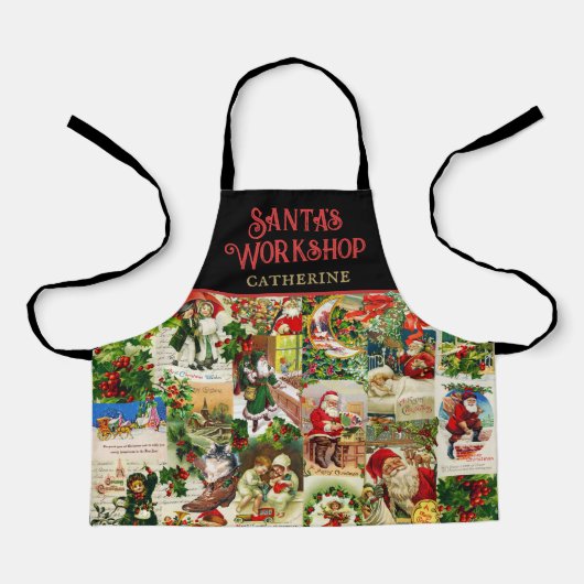 Schattigee  Santa's Workshop met aangepaste naam Schort (Voorkant)