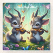 Schattigee Saolas spelen altviool in een magisch b Glazen Onderzetter (Voorkant)