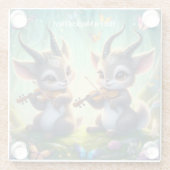 Schattigee Saolas spelen altviool in een magisch b Glazen Onderzetter (Achterkant)