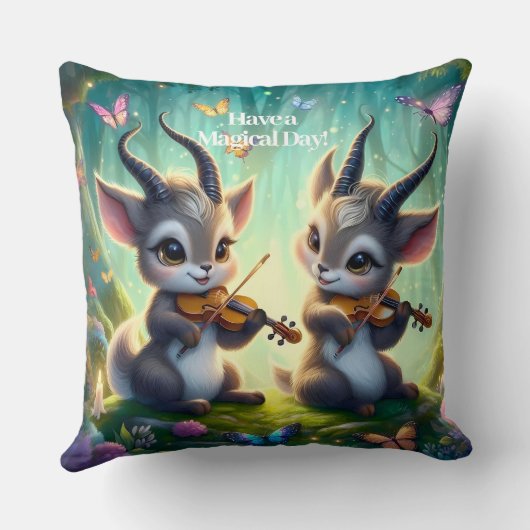 Schattigee Saolas spelen altviool in een magisch b Kussen (Achterkant)