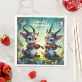 Schattigee Saolas spelen altviool in een magisch b Servet