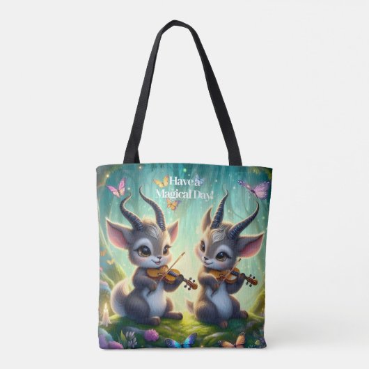 Schattigee Saolas spelen altviool in een magisch b Tote Bag (Achterkant)