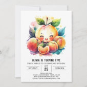 Schattigee sappige perzik verjaardag kaart (Voorkant)