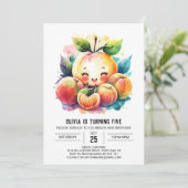 Schattigee sappige perzik verjaardag kaart (Staand voorkant)