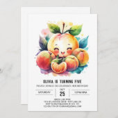 Schattigee sappige perzik verjaardag kaart (Voorkant / Achterkant)