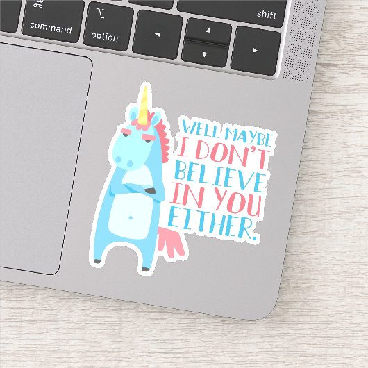 Schattigee sarcastische eenhoorn heeft vertrouwens sticker (Detail)