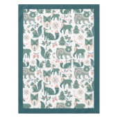 Schattigee Scandinavische bosdieren Sneeuwvlokken Tafelkleed (Voorkant)