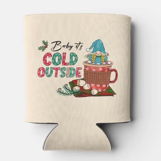 Schattigee Scandinavische kerstgnoom & warme cacao Blikjeskoeler (Achterkant)