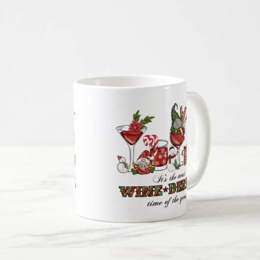 Schattigee Scandinavische kerstkabouters met wijng Koffiemok (Voorkant rechts)