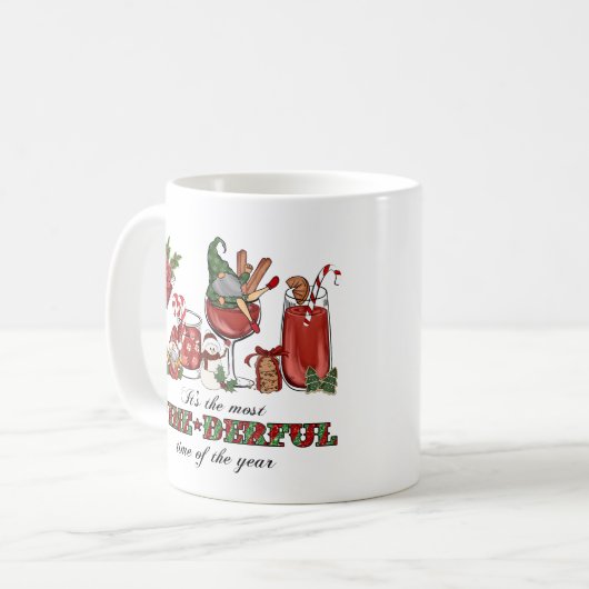 Schattigee Scandinavische kerstkabouters met wijng Koffiemok (Voorkant links)