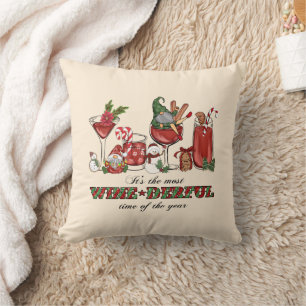 Schattigee Scandinavische kerstkabouters met wijng Kussen