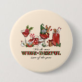 Schattigee Scandinavische kerstkabouters met wijng Ronde Button 7,6 Cm (Voorkant)