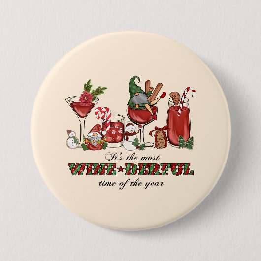 Schattigee Scandinavische kerstkabouters met wijng Ronde Button 7,6 Cm (Voorkant)