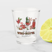 Schattigee Scandinavische kerstkabouters met wijng Shot Glas (Voorkant)