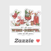 Schattigee Scandinavische kerstkabouters met wijng Sticker (Vel)