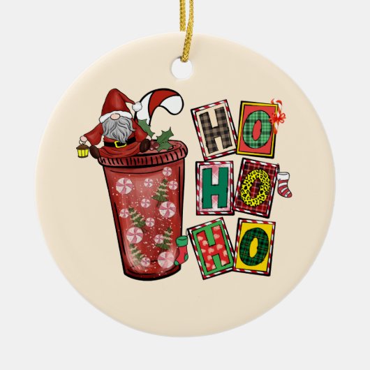 Schattigee Scandinavische Sinterklaas Gnome - Kers Keramisch Ornament (Voorkant)