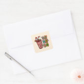 Schattigee Scandinavische Sinterklaas Gnome - Kers Vierkante Sticker (Envelop)