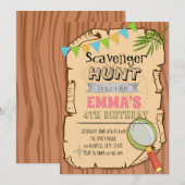 Schattigee Scavenger Theme Invitation Bedankkaart (Voorkant / Achterkant)