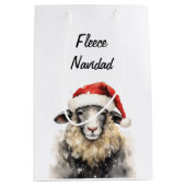 Schattigee Schaap Waterverf Kerstcadeau Tas Medium Cadeauzakje (Voorkant)