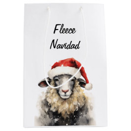 Schattigee Schaap Waterverf Kerstcadeau Tas Medium Cadeauzakje