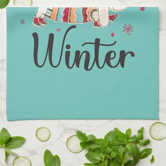 Schattigee schaatshond theedoek (Gevouwen)