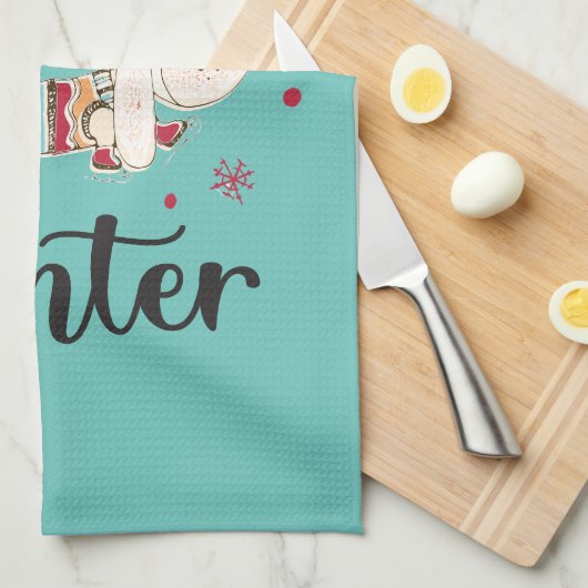 Schattigee schaatshond theedoek (Quarter Fold)