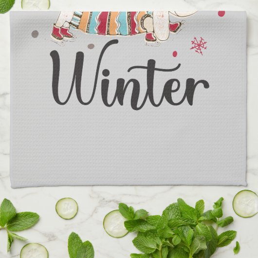 Schattigee schaatshond theedoek (Gevouwen)