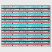 Schattigee schaatskatten en kerstsjaals cadeaupapier (Vlak)