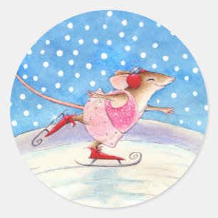 Schattigee schaatsmuis Stickers