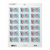 Schattigee Schaatspinguïn Blauw Rood Vrolijk Kerst Etiket (Full Sheet)