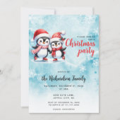 Schattigee schaatspinguïns Elegante Kerst Kaart (Voorkant)