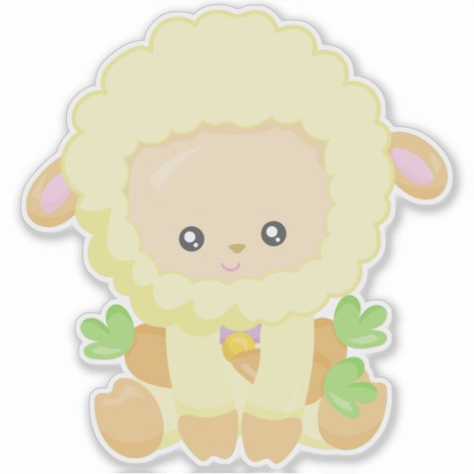 Schattigee schapen, kleine schapen, gele schapen,  sticker (Voorkant)