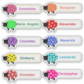 Schattigee schapen Meerdere naam Stickers (Voorkant)
