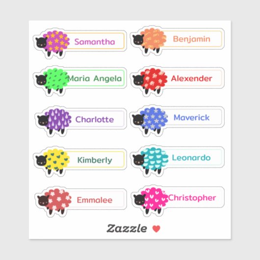 Schattigee schapen Meerdere naam Stickers (Vel)