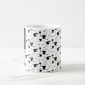 Schattigee schapenillustratie zwart-wit monogram koffiemok (Center)