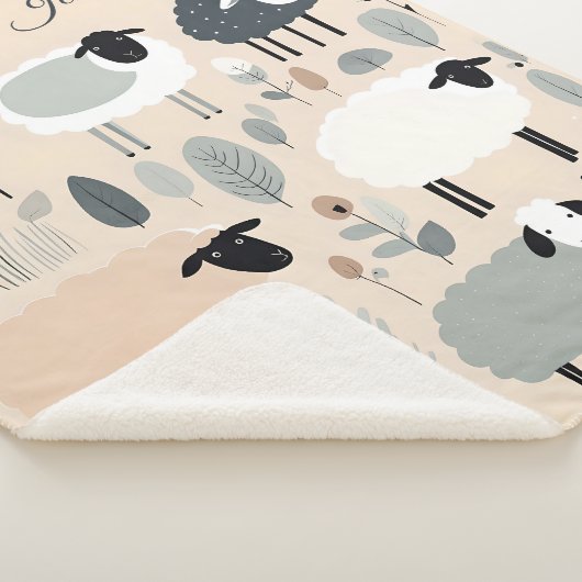 Schattigee schapenpastel kleuren minimaal geperson sherpa deken (3/4)
