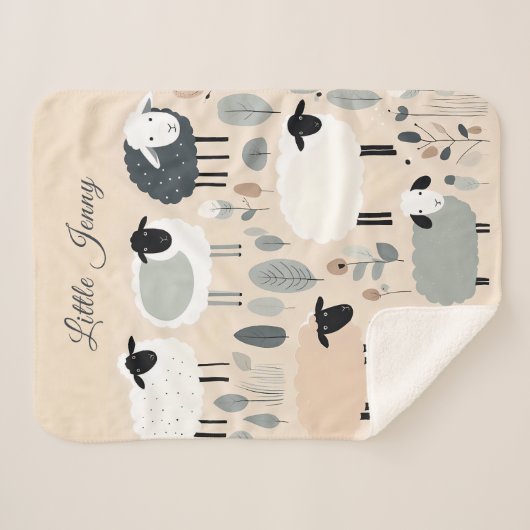 Schattigee schapenpastel kleuren minimaal geperson sherpa deken (Voorkant (horizontaal))