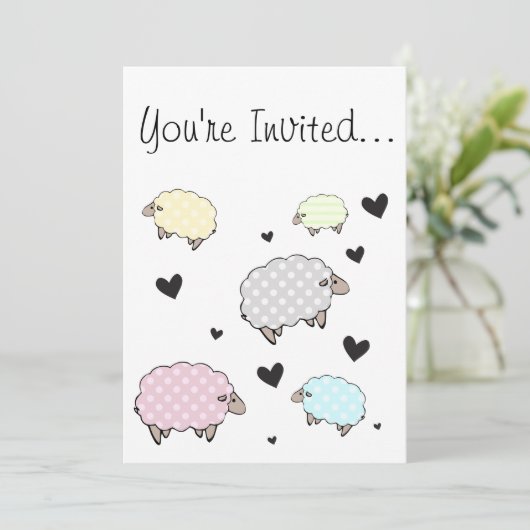 Schattigee schapenuitnodiging Kaart (Staand voorkant)