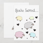 Schattigee schapenuitnodiging Kaart (Voorkant / Achterkant)