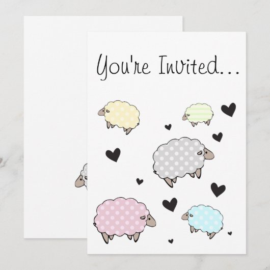 Schattigee schapenuitnodiging Kaart (Voorkant / Achterkant)