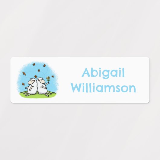 Schattigee schapenvrienden cartoon gepersonaliseer labels (Design 2)