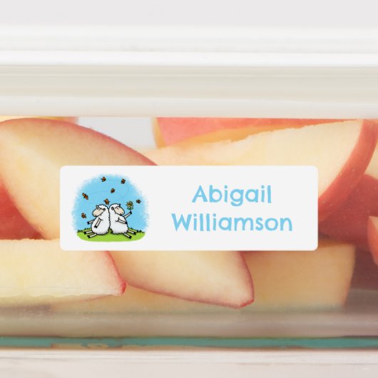 Schattigee schapenvrienden cartoon gepersonaliseer labels (Aangebracht)