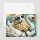 Schattigee schapenzwaan Floatie Briefkaart (Voorkant / Achterkant)